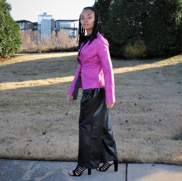 Jealous 🍅Tomato Leather Wide Leg Pants - Picture 2 of 5